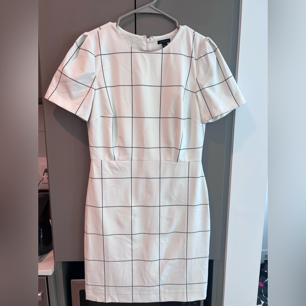 Ann Taylor White Checkered Dress